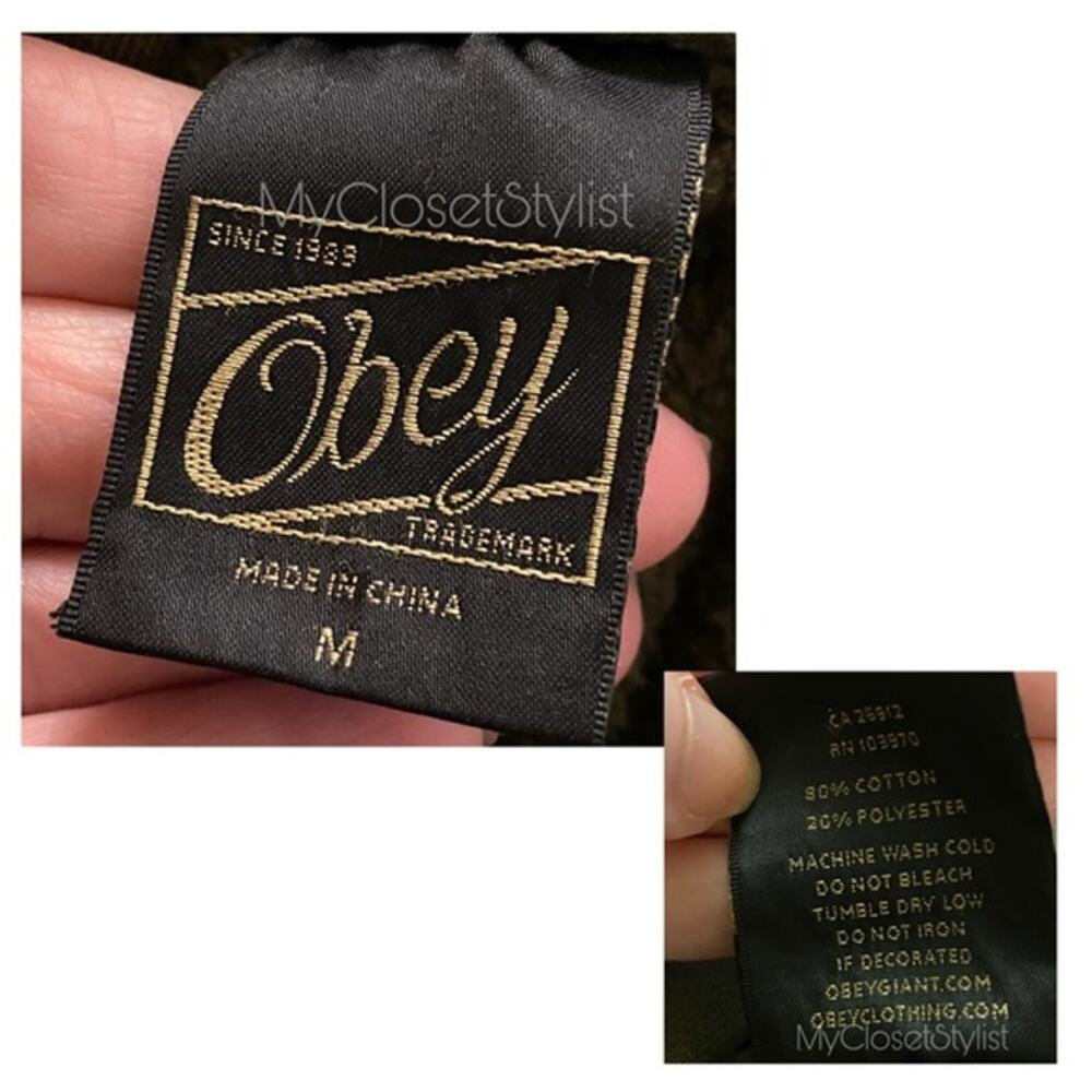 OBEY Signature Mens Logo Hoodie Sweatshirt! Medium loden green black - Picture 3 of 8